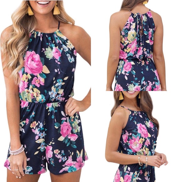 Spadehill Pants - Floral Boho Spaghetti Strap Beach Short Romper